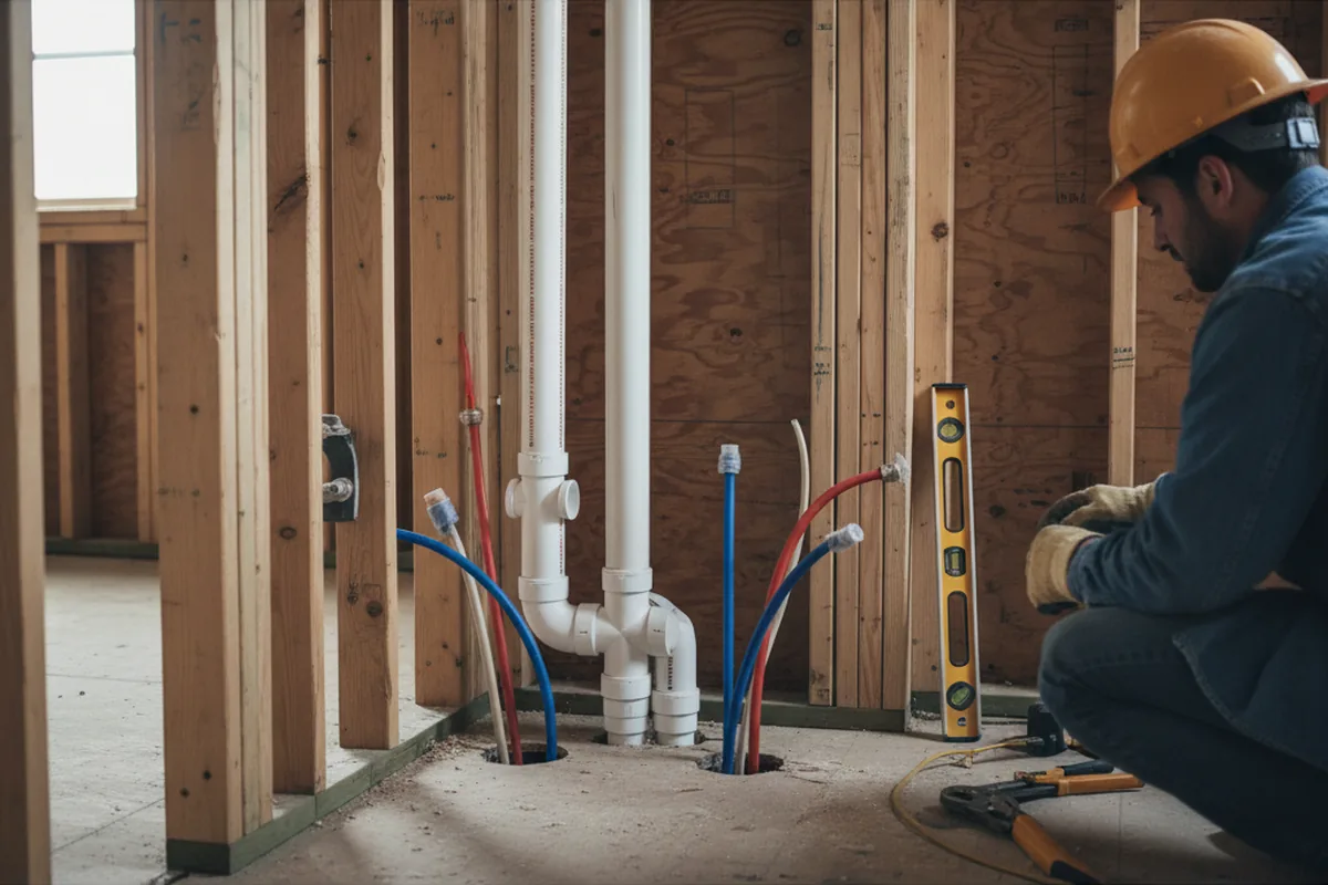 Drain and supply rough-in during Drain Cleaning in Richfield